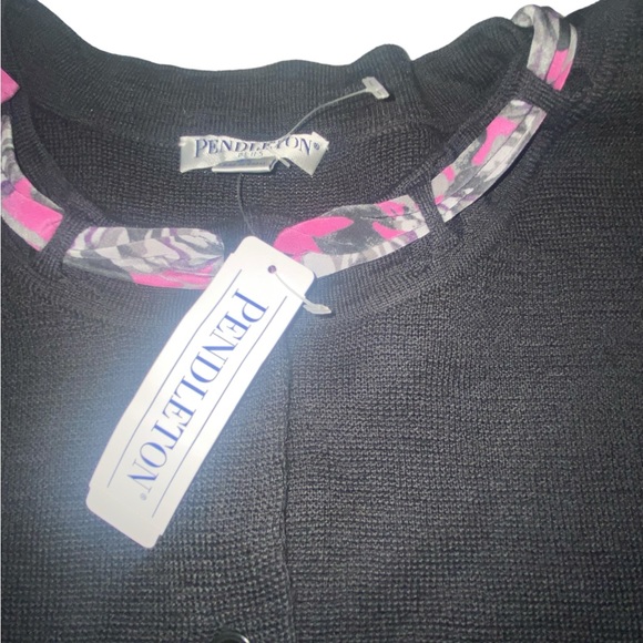 Pendleton plus 3X black cardigan with silk scarf accents nwts - Picture 6 of 14